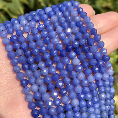 Naturaalsest sinisest safiirist ümmarguse tahvliga lahtine vaherõngas, tillukesed helmed, meisterdamine käevõru kõrvarõngavõru ehete valmistamiseks 15 tolli 2/3/4 mm