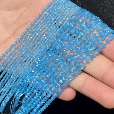 Naturaalsest sinisest safiirist ümmarguse tahvliga lahtine vaherõngas, tillukesed helmed, meisterdamine käevõru kõrvarõngavõru ehete valmistamiseks 15 tolli 2/3/4 mm