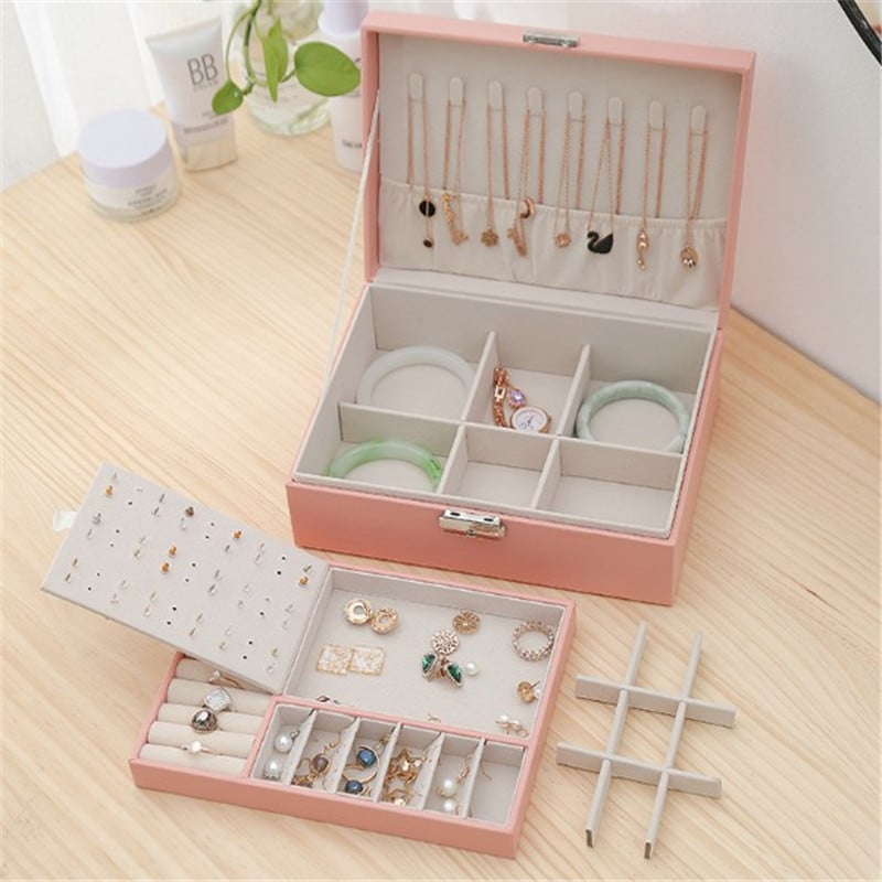 WE Új, nagy kapacitású bőr ékszerdoboz utazási ékszerszervező többfunkciós nyaklánc fülbevaló gyűrű tároló doboz női ajándékok