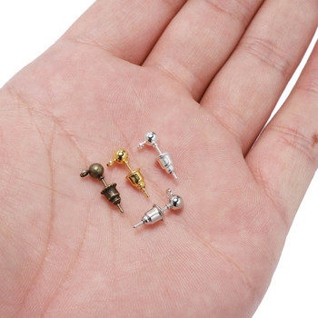 20-50 τμχ/παρτίδα 3/4/5/6mm Pin Findings Stud Earring Basic pins Stoppers Connector for DIY Jewelry Making Accessories Supplies