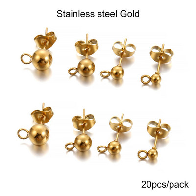 20-50 τμχ/παρτίδα 3/4/5/6mm Pin Findings Stud Earring Basic pins Stoppers Connector for DIY Jewelry Making Accessories Supplies