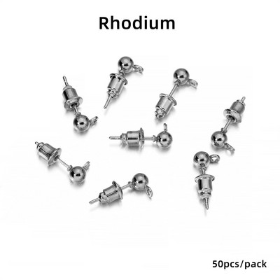 20-50 τμχ/παρτίδα 3/4/5/6mm Pin Findings Stud Earring Basic pins Stoppers Connector for DIY Jewelry Making Accessories Supplies