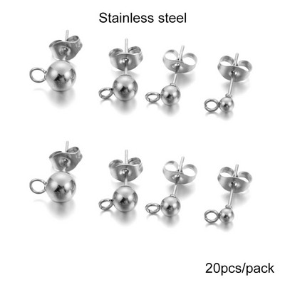 20-50 τμχ/παρτίδα 3/4/5/6mm Pin Findings Stud Earring Basic pins Stoppers Connector for DIY Jewelry Making Accessories Supplies