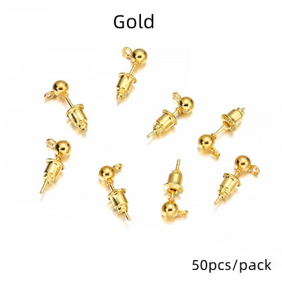 20-50 τμχ/παρτίδα 3/4/5/6mm Pin Findings Stud Earring Basic pins Stoppers Connector for DIY Jewelry Making Accessories Supplies