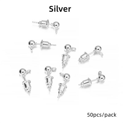 20-50 τμχ/παρτίδα 3/4/5/6mm Pin Findings Stud Earring Basic pins Stoppers Connector for DIY Jewelry Making Accessories Supplies
