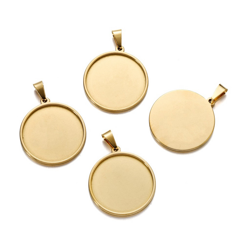 5 бр./Опаковка Вътрешен диаметър 20-40 mm Тави за висулки от неръждаема стомана Заготовки Кръгли висулки за талисмани за аксесоари за изработка на бижута Направи си сам