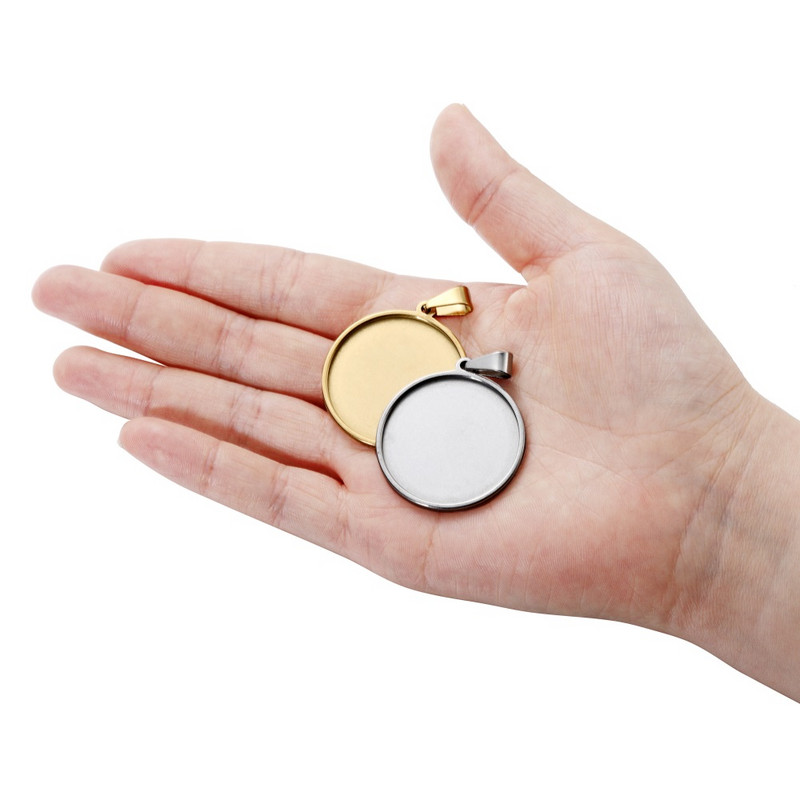 5 бр./Опаковка Вътрешен диаметър 20-40 mm Тави за висулки от неръждаема стомана Заготовки Кръгли висулки за талисмани за аксесоари за изработка на бижута Направи си сам