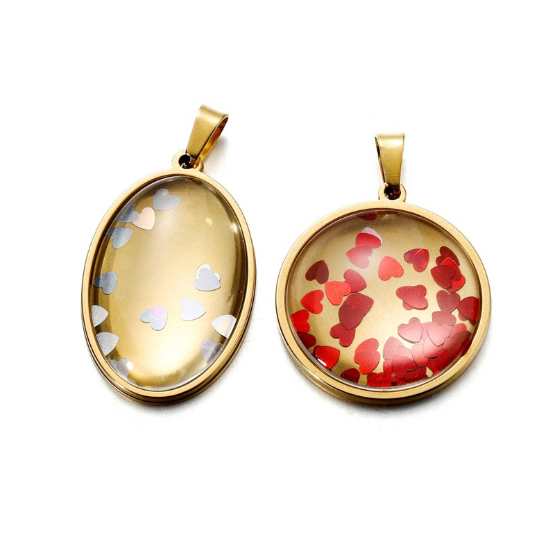 5 бр./Опаковка Вътрешен диаметър 20-40 mm Тави за висулки от неръждаема стомана Заготовки Кръгли висулки за талисмани за аксесоари за изработка на бижута Направи си сам