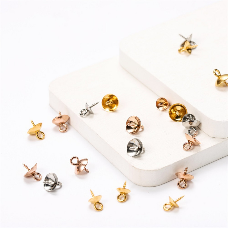 30 бр./лот Винтове от неръждаема стомана Очи Байли Топ пробити мъниста Крайни капачки Талисмани Конектори за Направи си сам аксесоари за изработка на бижута