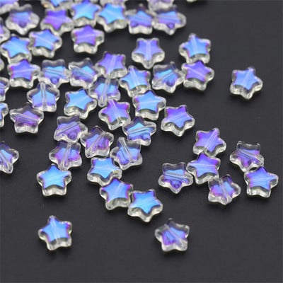 50 db/tétel 8 mm-es matt színátmenetes színű csillaggyöngyök cseh üveg laza távtartó gyöngyök ékszerkészítéshez, kézzel készített barkács kiegészítők