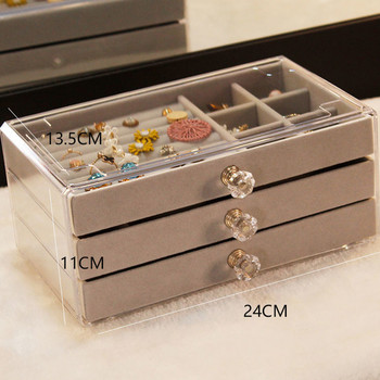 Ακρυλικές διοργανωτές Βελούδινο κουτί αποθήκευσης κοσμημάτων τριών στρωμάτων Σκουλαρίκια δαχτυλίδια Κολιέ Μεγάλο διάστημα Θήκη για κοσμήματα Γυναικείο δώρο
