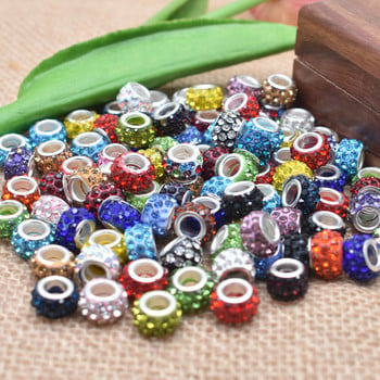 Yanqi 20PCS/Lot Big Hole Round Rhinestone Crystal Glass Beads Loose Spacer Beads for DIY Jewelry Making Гривна Колие Murano