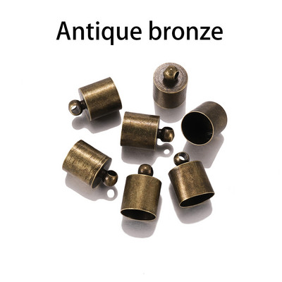 20-50 бр./лот Капачка с краен накрайник, подходяща за 3 4 5 6 7 8 9 10 мм кожен кабел с пискюл Крайна кримпвана капачка Мъниста Капачки за консумативи за правене на бижута Направи си сам