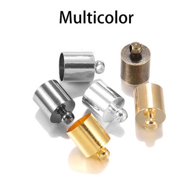 20-50 бр./лот Капачка с краен накрайник, подходяща за 3 4 5 6 7 8 9 10 мм кожен кабел с пискюл Крайна кримпвана капачка Мъниста Капачки за консумативи за правене на бижута Направи си сам