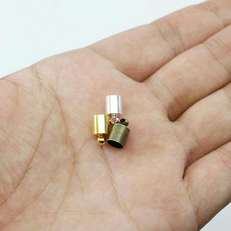 20-50 бр./лот Капачка с краен накрайник, подходяща за 3 4 5 6 7 8 9 10 мм кожен кабел с пискюл Крайна кримпвана капачка Мъниста Капачки за консумативи за правене на бижута Направи си сам