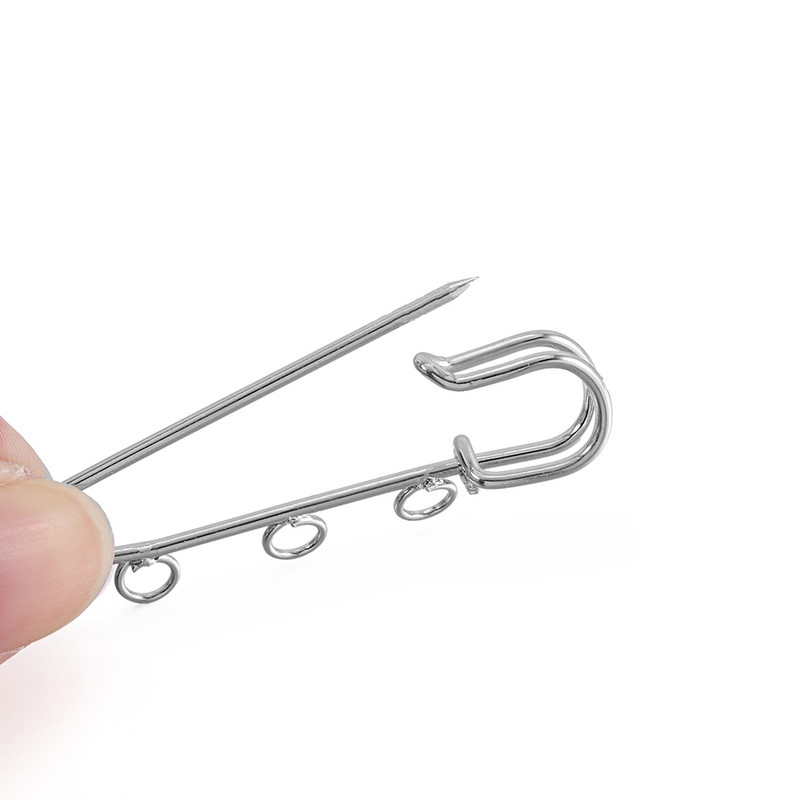 10 бр./лот безопасни игли брошка празна основа брошка игли 50/80/90 мм игли 3/5 пръстени игла за бижута за аксесоари за производство на бижута