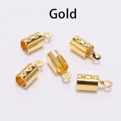 100 бр. 5*12 мм сгънати накрайници за краища на кабела, кожена закопчалка, накрайник, край на бижута, конектор за консумативи за изработка на бижута Направи си сам гривна