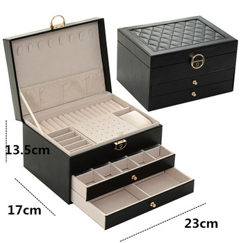 WE Jewelry Box με ρολόι Μαξιλάρι 3 στρώσεων Κασετίνα κοσμημάτων Μεγάλης χωρητικότητας Organizer κοσμήματα Σκουλαρίκια Θήκη για αποθήκευση κοσμημάτων Δώρα