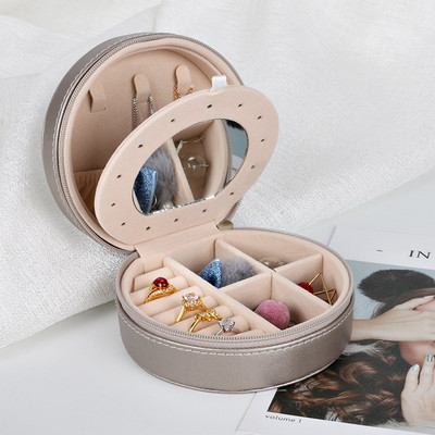 Φορητό κοσμηματοπωλείο με καθρέφτη Οργάνωση κοσμημάτων Οθόνη Ταξιδιωτικές κοσμηματοθήκες Κουτιά PU Δερμάτινη αποθήκευση φερμουάρ Jewelers Δώρα