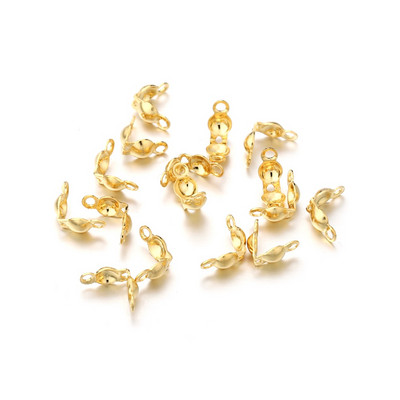100 τμχ/παρτίδα από ανοξείδωτο ατσάλι Κούμπωμα με χρυσό μπαλάκι Αλυσίδα Calotte End Crimps Beads Σύνδεσμος για προμήθειες κατασκευής κοσμημάτων DIY