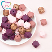 15 DB 4 színű vegyes 14 mm szilikon hatszög gyöngyök BPA mentes élelmiszer minőségű szilikon geometriai, nem mérgező baba rágható fogászati gyöngyök