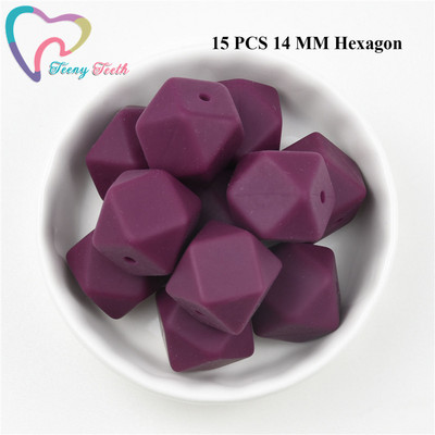 15 DB 4 színű vegyes 14 mm szilikon hatszög gyöngyök BPA mentes élelmiszer minőségű szilikon geometriai, nem mérgező baba rágható fogászati gyöngyök