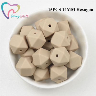 15 DB 4 színű vegyes 14 mm szilikon hatszög gyöngyök BPA mentes élelmiszer minőségű szilikon geometriai, nem mérgező baba rágható fogászati gyöngyök