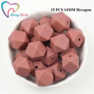 15 DB 4 színű vegyes 14 mm szilikon hatszög gyöngyök BPA mentes élelmiszer minőségű szilikon geometriai, nem mérgező baba rágható fogászati gyöngyök