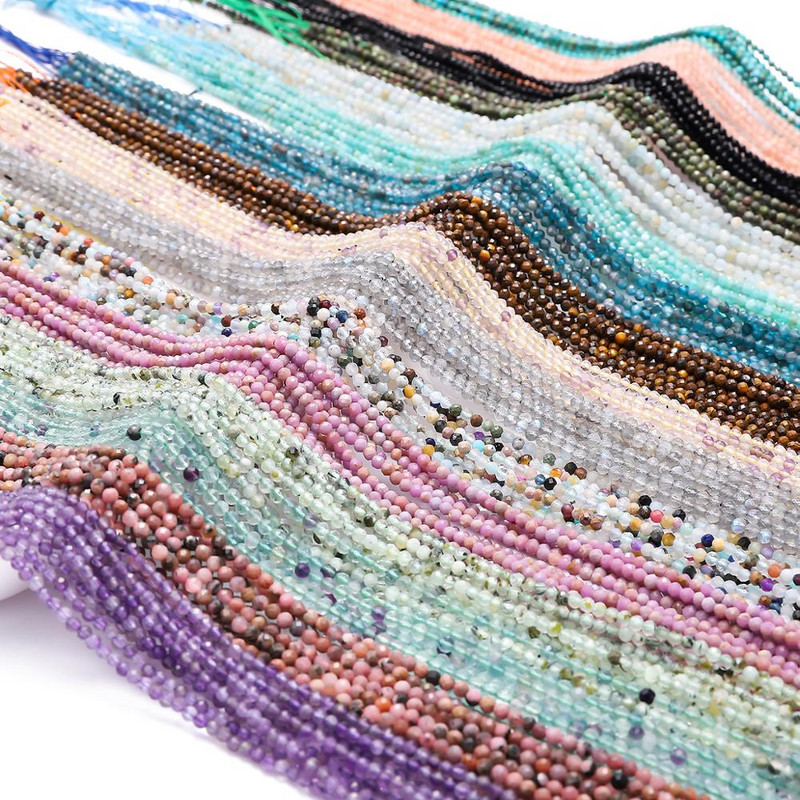 Mazas dabīgā akmens krelles Turmalīns 2/3/4mm Kvarcs Ametisti Agati Kristāla slīpētas krelles rotaslietu izgatavošanai DIY rokassprādze