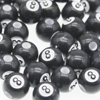 CHONGAI 50db/500g akril nagylyukú biliárd fekete 8 szó golyós gyöngyök ékszerkészítéshez