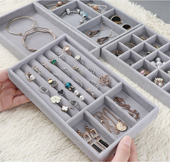 Νέο σε μαλακό βελούδινο κοσμηματοπωλείο για γυναικεία σκουλαρίκια Κολιέ Δαχτυλίδι ρολόι Organizer Δίσκος επιτραπέζιου συρτάρι Οθόνη αποθήκευσης