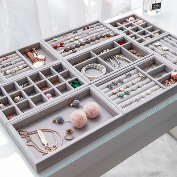 Νέο σε μαλακό βελούδινο κοσμηματοπωλείο για γυναικεία σκουλαρίκια Κολιέ Δαχτυλίδι ρολόι Organizer Δίσκος επιτραπέζιου συρτάρι Οθόνη αποθήκευσης