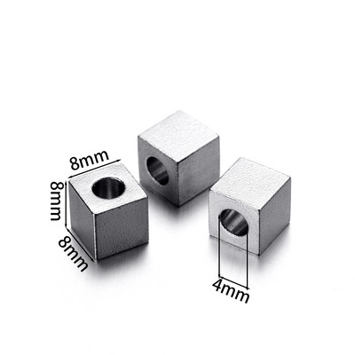 20Pcs/lot kvadratne kockaste sjemenke od nehrđajućeg čelika Masovne labave odstojne perle za DIY narukvice pribor za izradu nakita