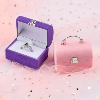 1 τεμάχιο Μικρό κοσμηματοπωλείο Βελούδινο κουτί με δαχτυλίδι γάμου Κουτί προβολής κολιέ Cute Bear Κουτί δώρου Θήκη δοχείου για συσκευασία κοσμημάτων