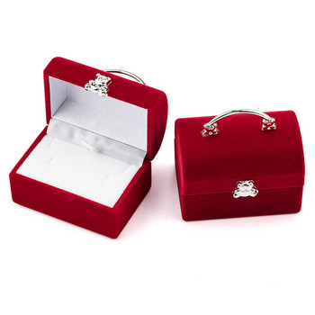 1 τεμάχιο Μικρό κοσμηματοπωλείο Βελούδινο κουτί με δαχτυλίδι γάμου Κουτί προβολής κολιέ Cute Bear Κουτί δώρου Θήκη δοχείου για συσκευασία κοσμημάτων