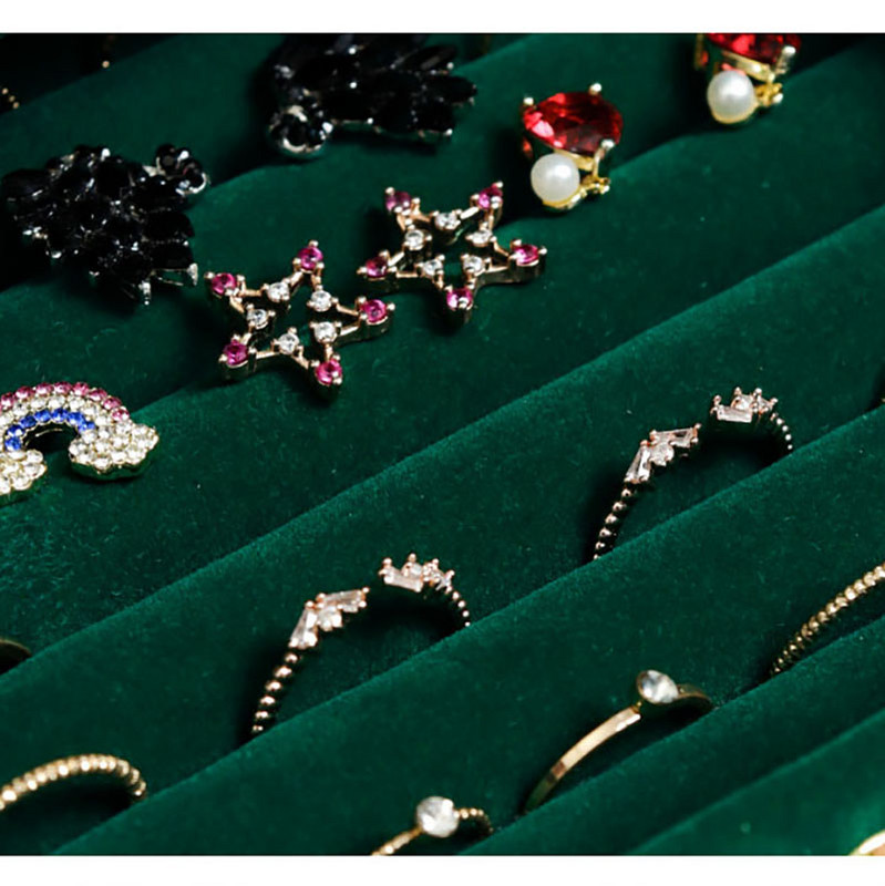 Νέο βελούδινο κουτί αποθήκευσης κοσμημάτων τριών στρωμάτων Ακρυλικά οργανωτικά σκουλαρίκια δαχτυλίδια Κολιέ Μεγάλος χώρος Θήκη για κοσμήματα Γυναικεία