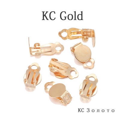 50 τμχ/παρτίδα χρυσά σκουλαρίκια με κλιπ αυτιού Βάση κενή ρύθμιση Εφαρμογή 10mm Glass Cabochons Σκουλαρίκια Findings DIY Jewelry Making Supplies