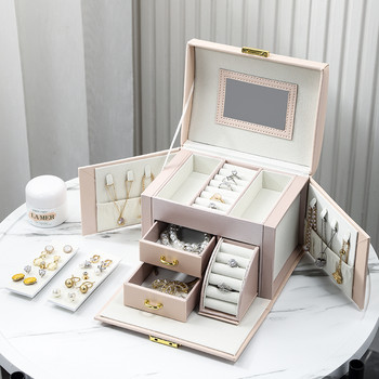 Hot Sale Large Jewelry Box Organizer PU Δερμάτινο συρτάρι Κουτιά κοσμημάτων Βελούδινο σκουλαρίκι δαχτυλίδι κολιέ Κασετίνα θήκη αποθήκευσης κοσμημάτων