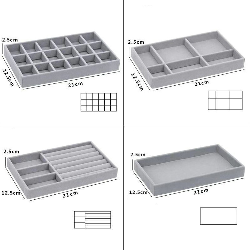 Βελούδινη θήκη θήκης οργάνωσης κοσμημάτων Στοιβαζόμενη επίδειξη κοσμημάτων Δαχτυλίδι Σκουλαρίκι κολιέ Συρτάρι Θήκη αποθήκευσης Κουτιά κοσμημάτων
