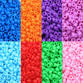 100 vnt. 6x9 mm didelės skylės plastikiniai akriliniai vienspalviai kibiro karoliukai vaikams, „pasidaryk pats“ apyrankės, karoliai, amatų papuošalų kūrimas