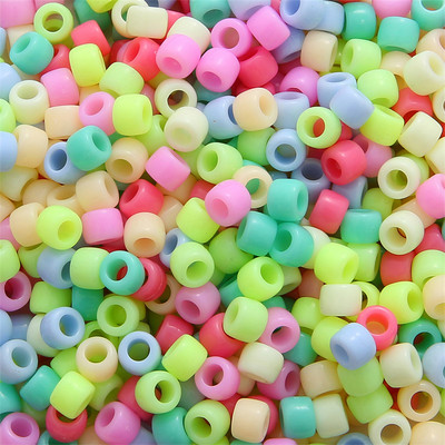 100 vnt. 6x9 mm didelės skylės plastikiniai akriliniai vienspalviai kibiro karoliukai vaikams, „pasidaryk pats“ apyrankės, karoliai, amatų papuošalų kūrimas