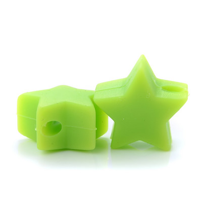 10 gab. 14 mm silikona krelles pārtikas kvalitātes pērļu silikona piecstaru zvaigžņu zobu dzinināšanas knupītis manekena bērnu zobu krelles aksesuāri