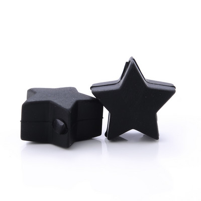 10 gab. 14 mm silikona krelles pārtikas kvalitātes pērļu silikona piecstaru zvaigžņu zobu dzinināšanas knupītis manekena bērnu zobu krelles aksesuāri