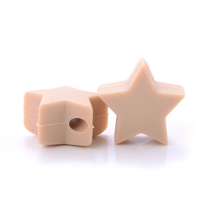 10 gab. 14 mm silikona krelles pārtikas kvalitātes pērļu silikona piecstaru zvaigžņu zobu dzinināšanas knupītis manekena bērnu zobu krelles aksesuāri