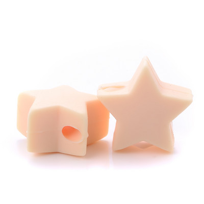 10 gab. 14 mm silikona krelles pārtikas kvalitātes pērļu silikona piecstaru zvaigžņu zobu dzinināšanas knupītis manekena bērnu zobu krelles aksesuāri