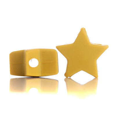 10 gab. 14 mm silikona krelles pārtikas kvalitātes pērļu silikona piecstaru zvaigžņu zobu dzinināšanas knupītis manekena bērnu zobu krelles aksesuāri