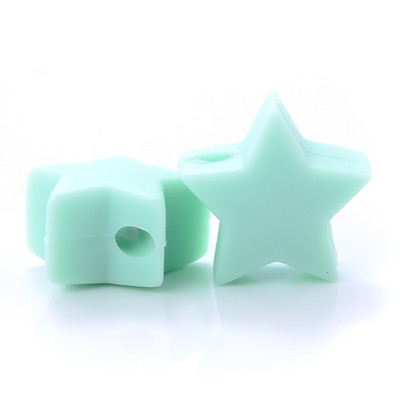 10 gab. 14 mm silikona krelles pārtikas kvalitātes pērļu silikona piecstaru zvaigžņu zobu dzinināšanas knupītis manekena bērnu zobu krelles aksesuāri