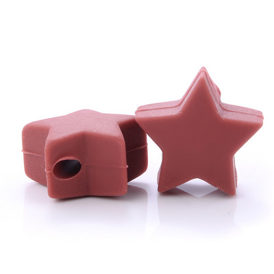 10 gab. 14 mm silikona krelles pārtikas kvalitātes pērļu silikona piecstaru zvaigžņu zobu dzinināšanas knupītis manekena bērnu zobu krelles aksesuāri