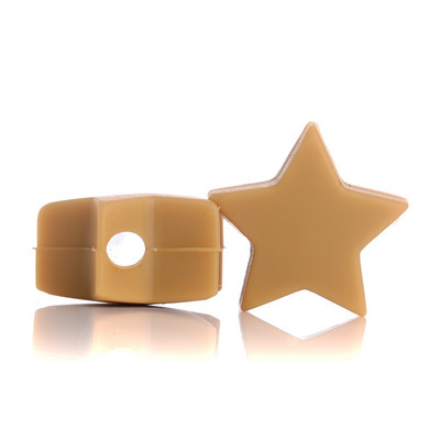 10 gab. 14 mm silikona krelles pārtikas kvalitātes pērļu silikona piecstaru zvaigžņu zobu dzinināšanas knupītis manekena bērnu zobu krelles aksesuāri