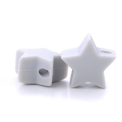 10 gab. 14 mm silikona krelles pārtikas kvalitātes pērļu silikona piecstaru zvaigžņu zobu dzinināšanas knupītis manekena bērnu zobu krelles aksesuāri